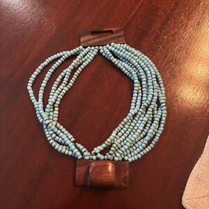 blue and brown beaded necklace